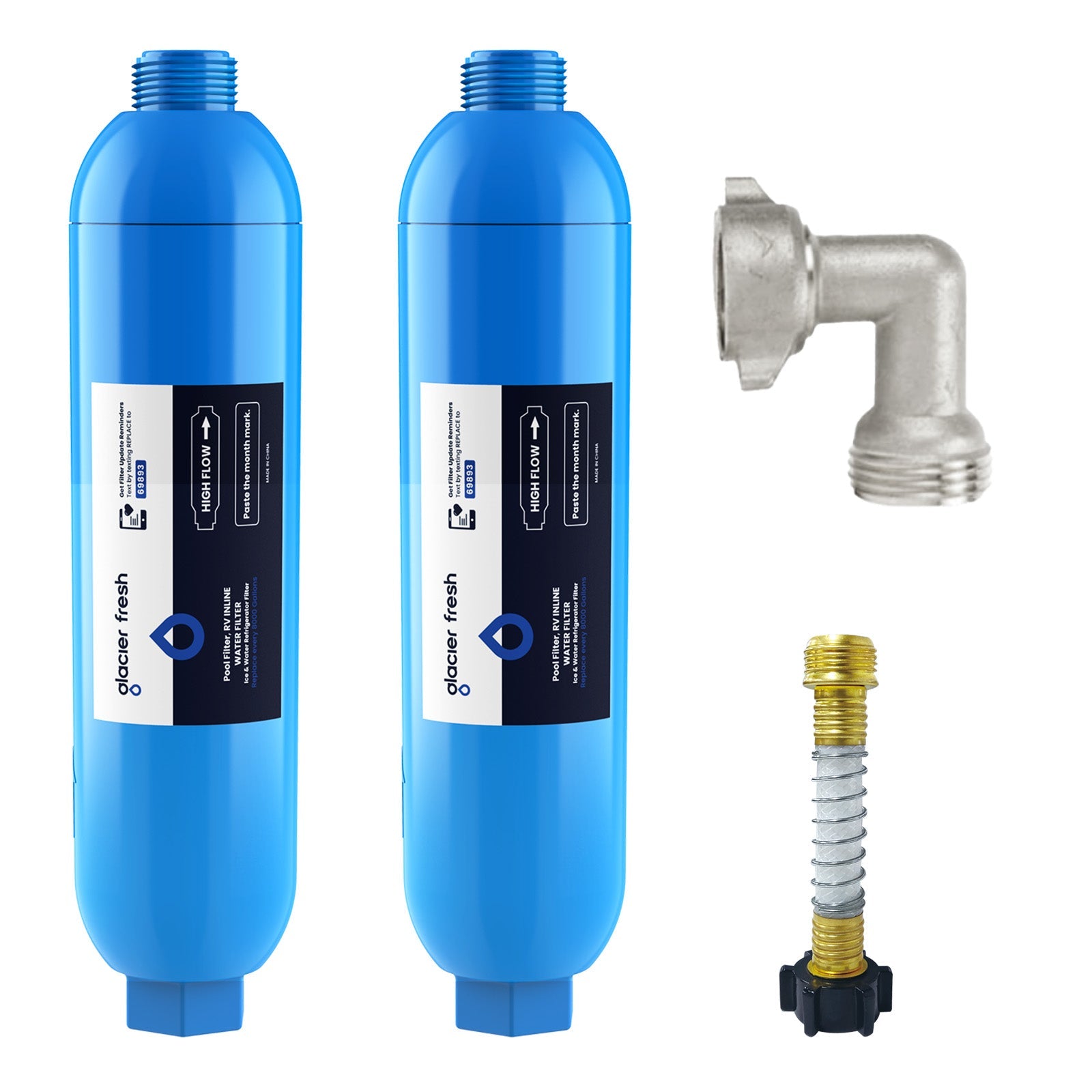 Belvita RV inline water filter with Flexible Hose Protector,Dedicated for  RVs and Marines,2 pack - A&H DIRECT RV RENTALS