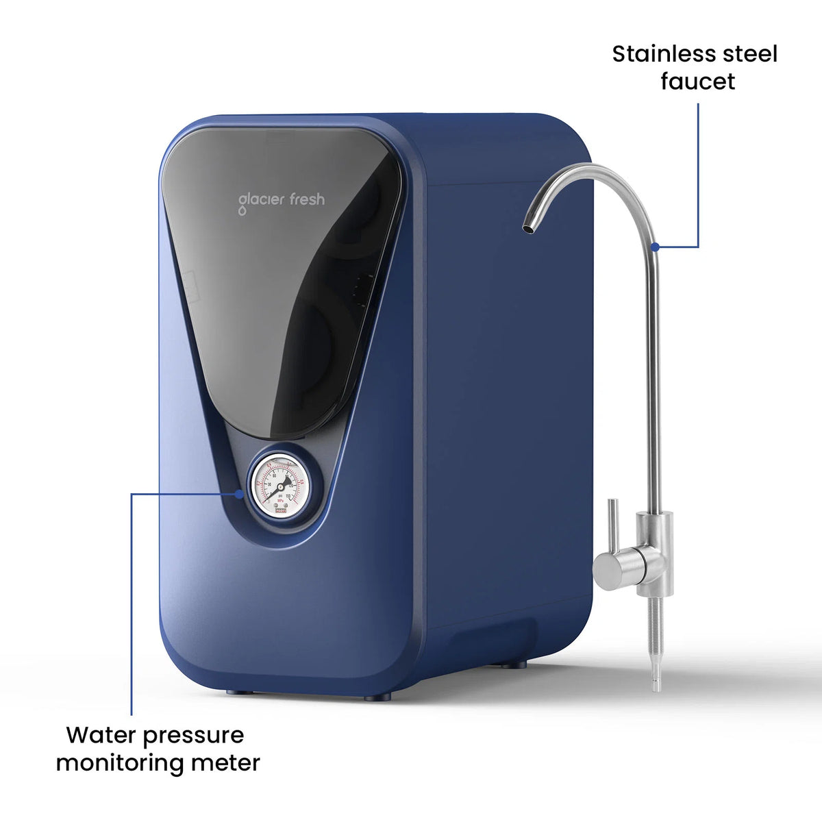 GlacierFresh U03 Tankless Reverse Osmosis System | 800 GPD Fast Flow & 3:1 Pure-to-Drain Ratio