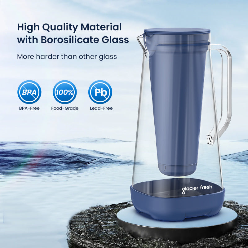 Glacierfresh Water Pitcher 7 Cup with Membrane and Activated Carbon Filter