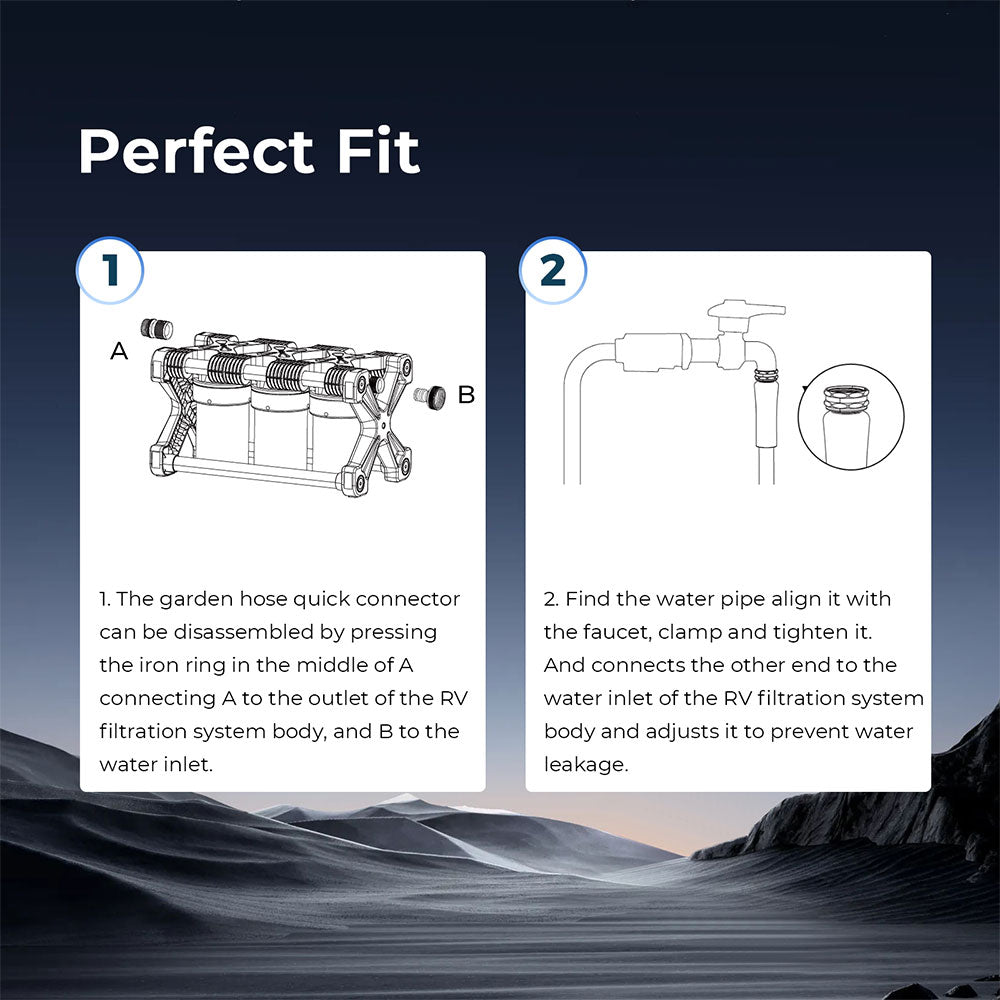 AUQAGO RV Water Filter System, 3 Stage Premium RV Water Filtration System, for RVs, Campers