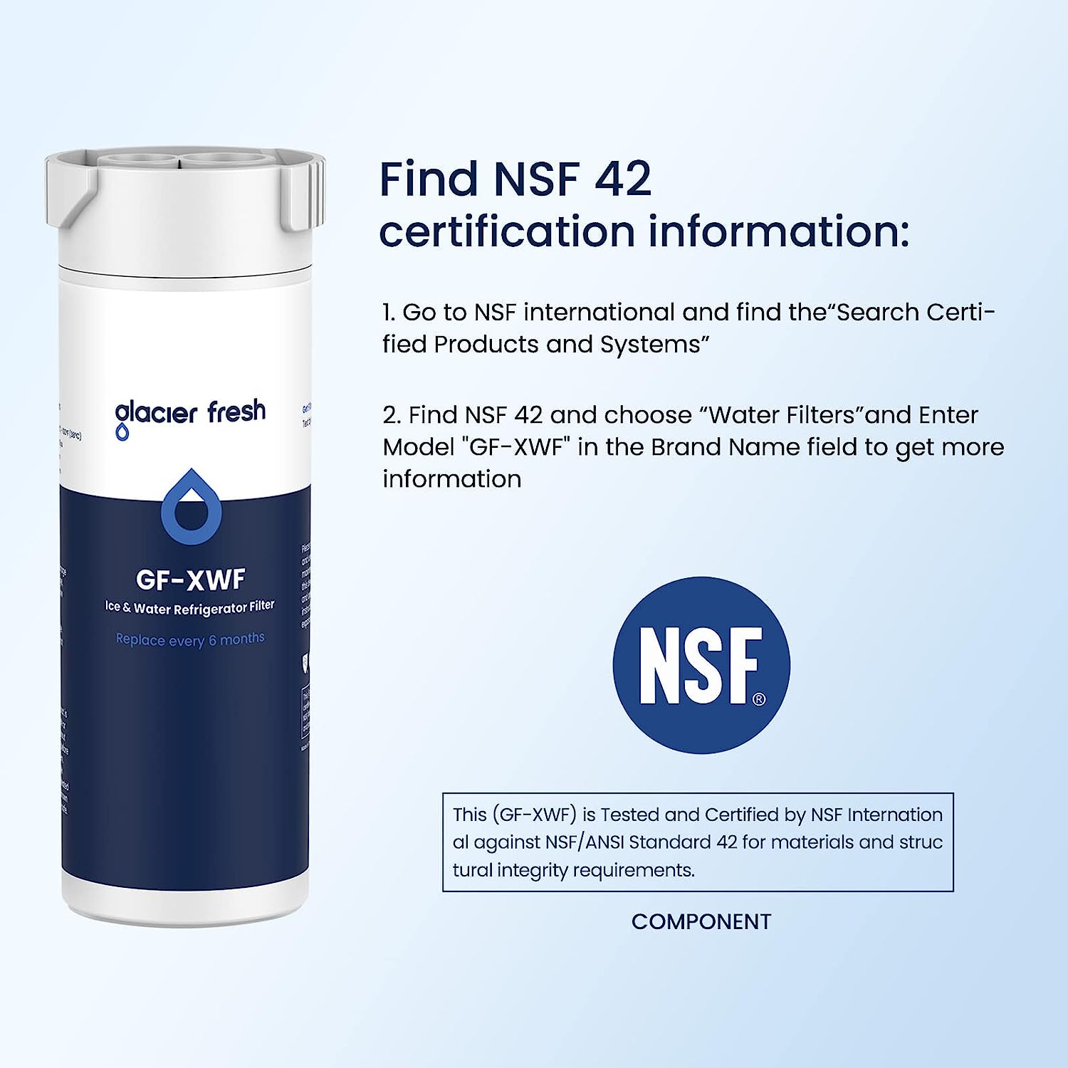 Glacier Fresh Compatible with GE XWF Refrigerator Water Filter, 3-Pack