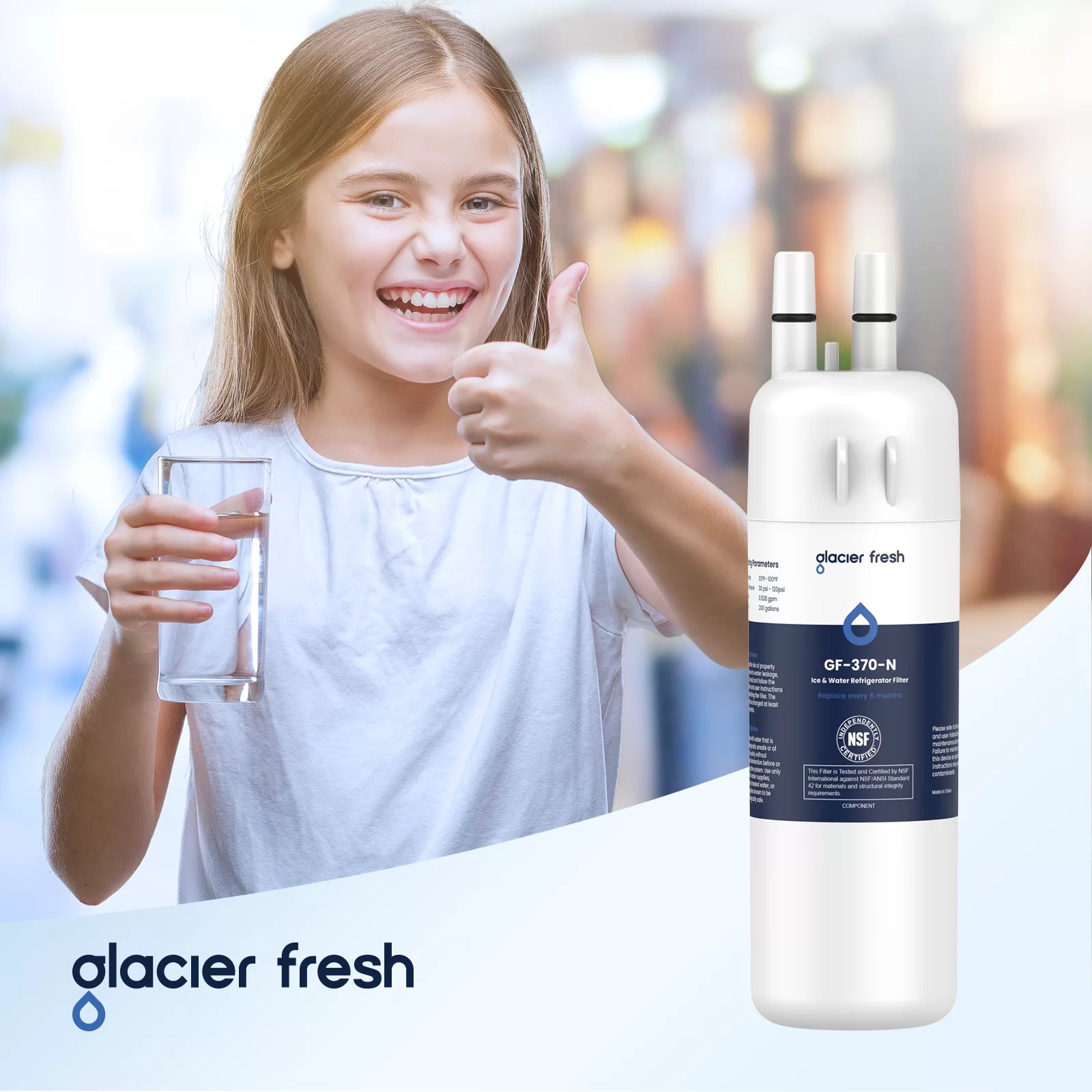 Glacierfresh GF-370 Replacement for W10295370, EDR1RXD1, P8RFWB2L, P4RFWB Water Filter