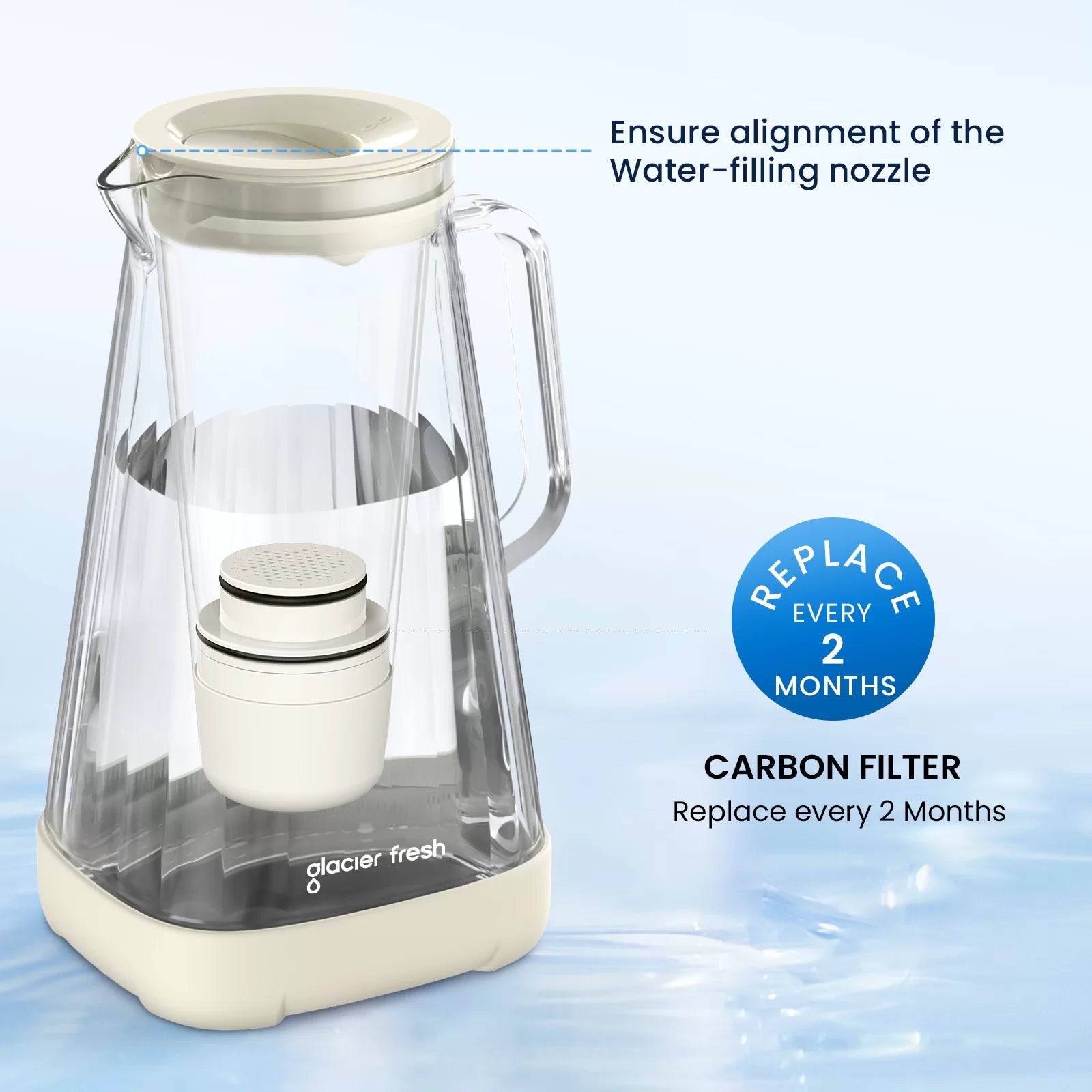Purela P04 Glass Water Filter Pitcher 10 Cup, No Plastic Water Pitcher