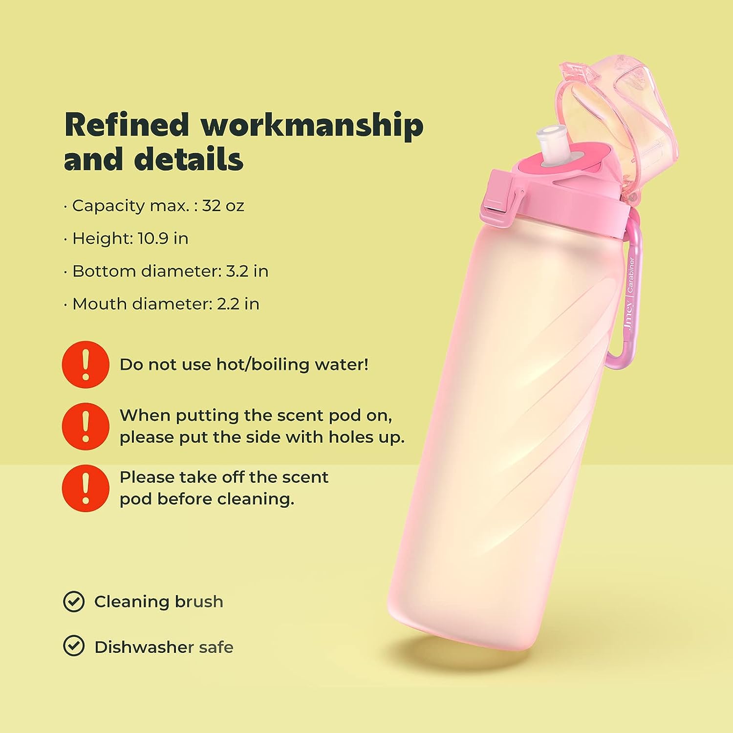 JMEY-Flasche mit Aromakapseln, 32 oz Duftwasserbecher mit Strohhalm – BPA-frei, auslaufsicher, geeignet für Reisen, Fitnessstudio, Zuhause, im Freien und in der Schule