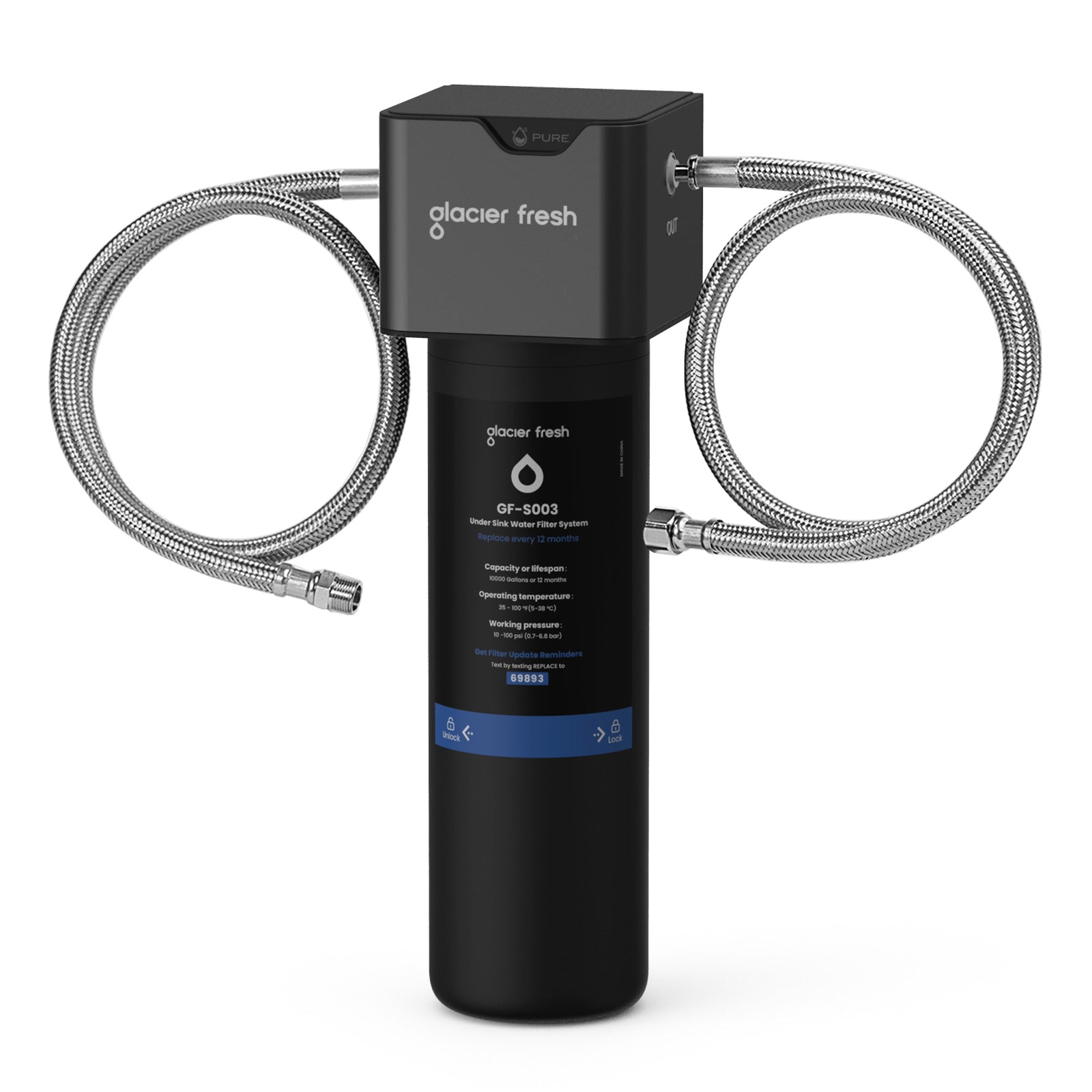 Gletscher frisch unter Wachfilter, Direktverbindung Filtrationssystem