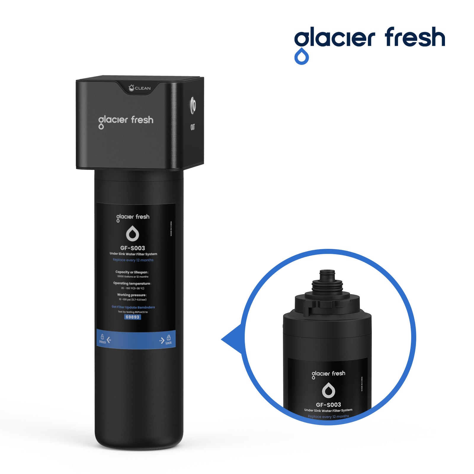Gletscher frisch unter Wachfilter, Direktverbindung Filtrationssystem