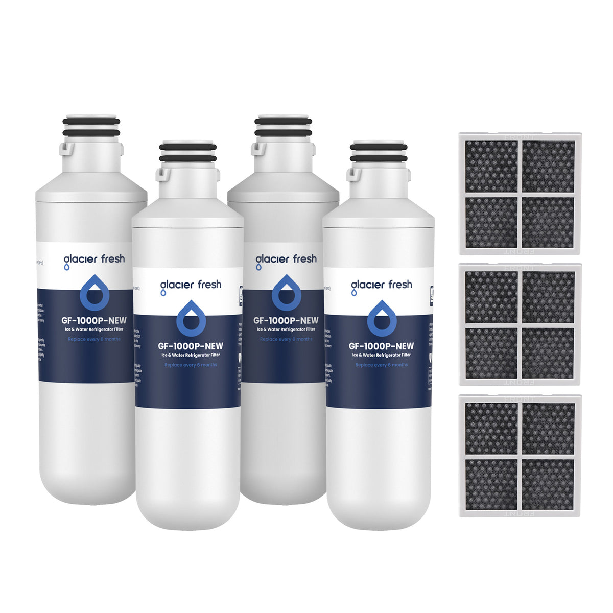 Ersatz für LT1000P, LT1000PC, ADQ747935 Kühlschrank-Wasserfilter mit Luftfilter, 4er-Pack