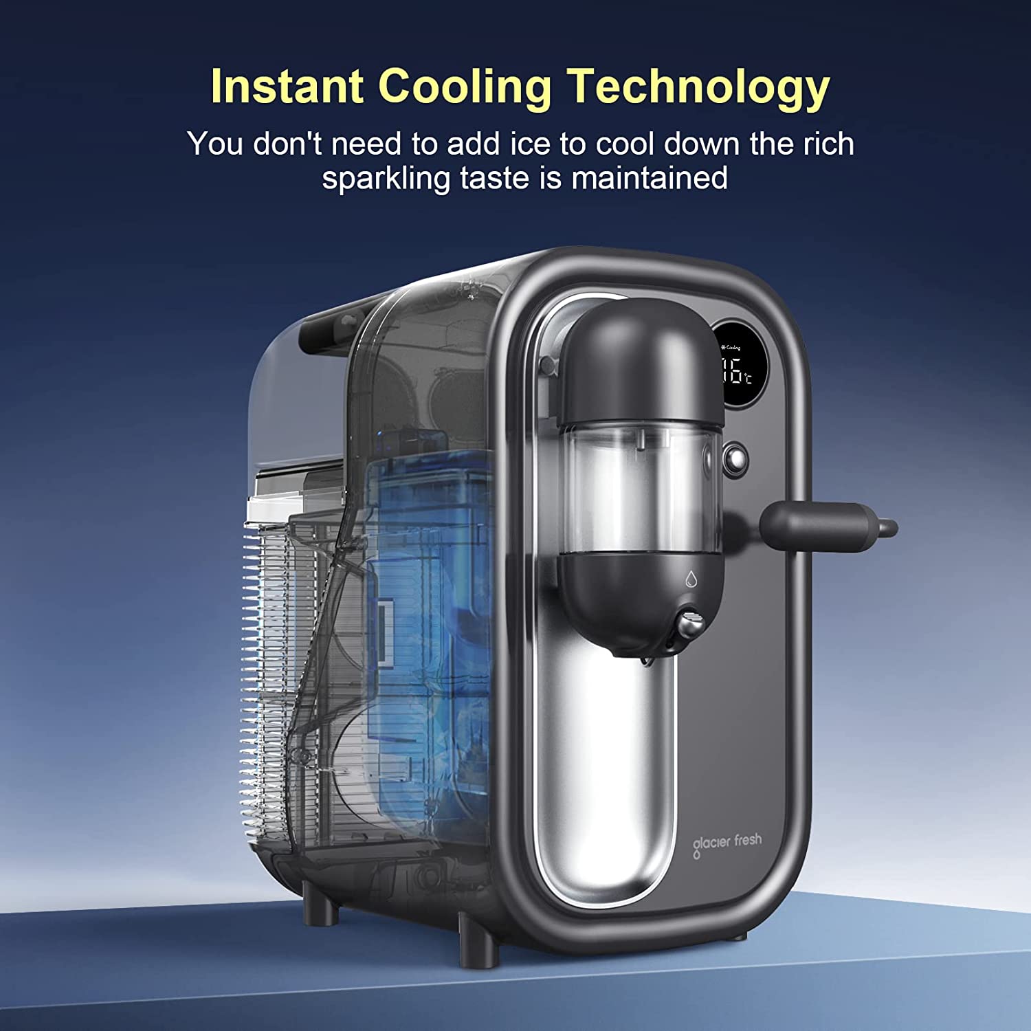 Kohlensäurehaltiger Wassermacher von Gletscher frisch gemacht