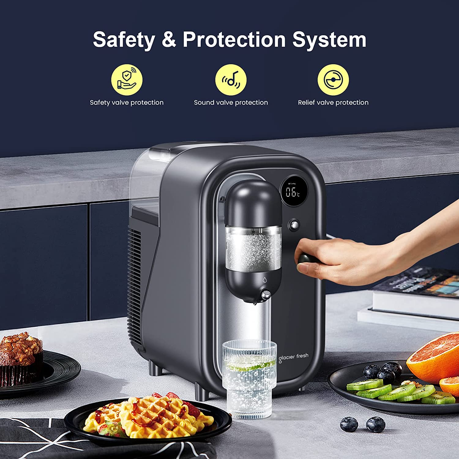 Kohlensäurehaltiger Wassermacher von Gletscher frisch gemacht