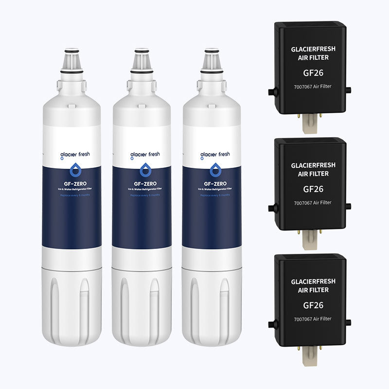 Glacier Fresh Ersatz für Sub-Zero 4204490 Kühlschrank-Wasserfilter mit Luftfilter, 3er-Pack