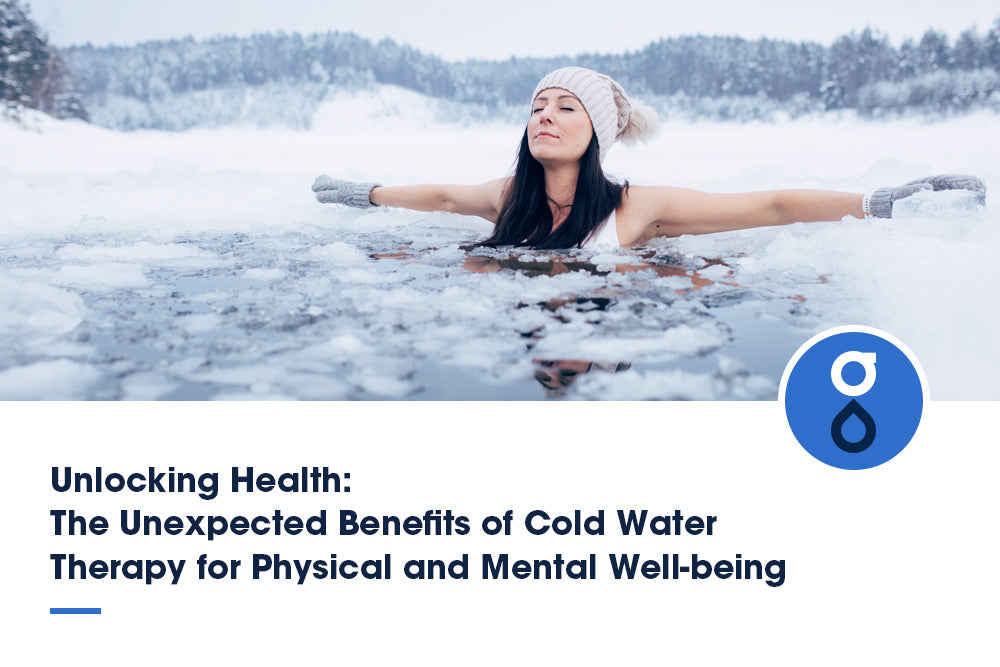 A person swimming in icy water with snowy surroundings, emphasizing the physical and mental well-being associated with cold water therapy