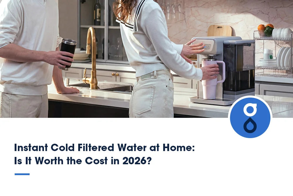 A couple are using GlacierFresh Coolon countertop water filtration system