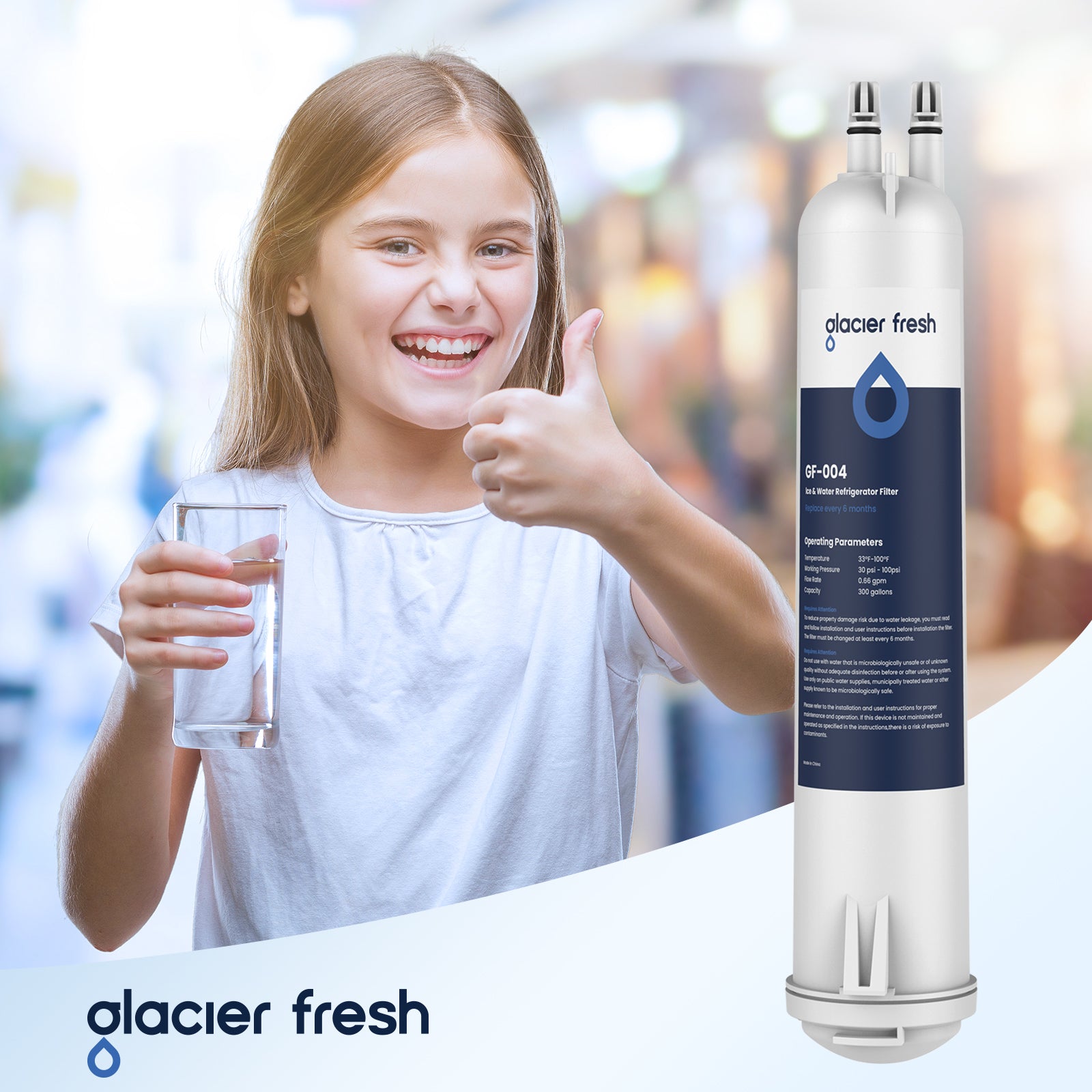 Glacierfresh Replacement for 4396841,  Filter 3, EDR3RXD1, 4396710, 46-9083, 46-9030, Refrigerator Water Filter