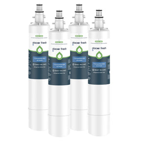 Four Glacier Fresh water filters on a white background