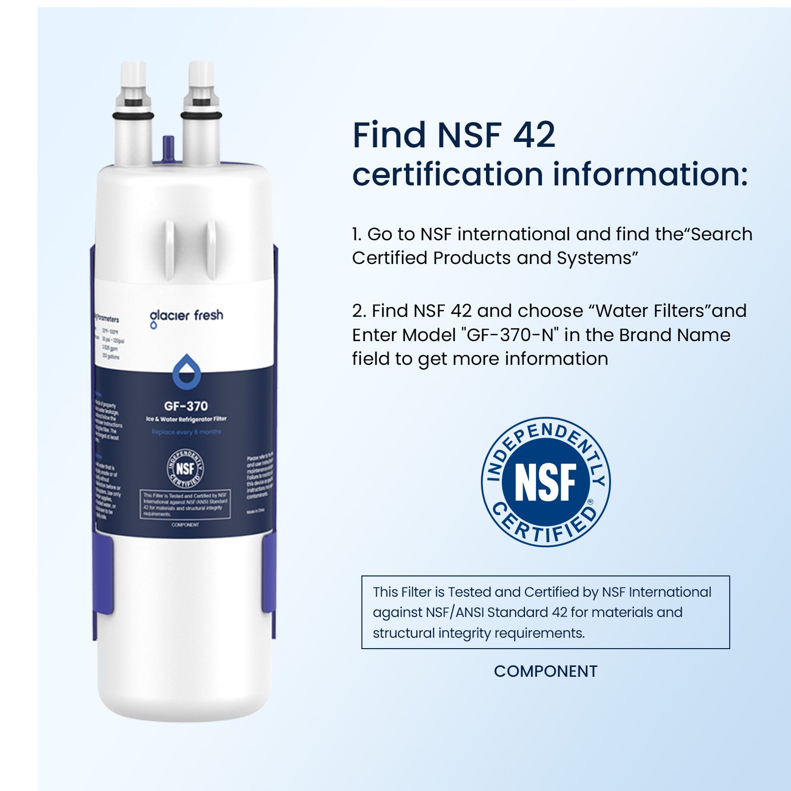 nsf certified water filter gf-370