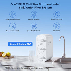 Ultra Filtration Under Sink Water Filter System GlacierFresh U06 | 3 Stage Water Filter System