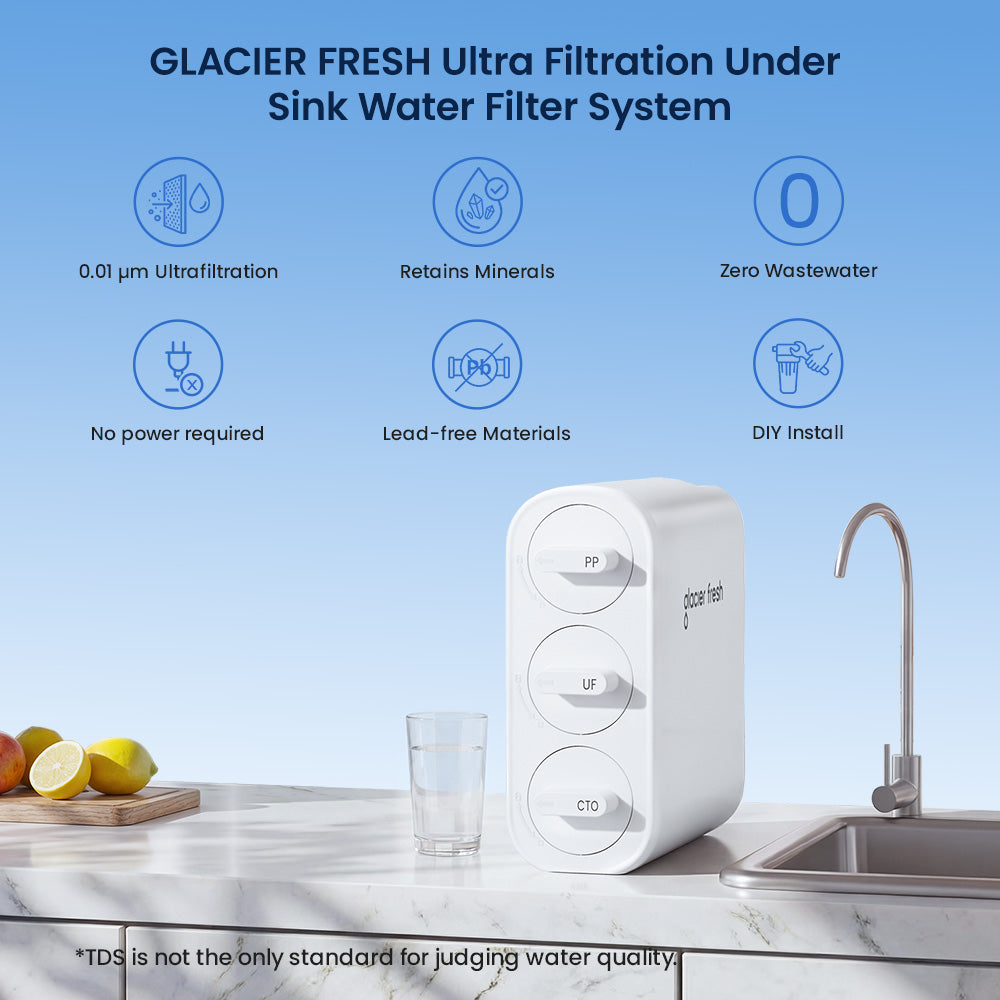 Glacier Fresh U06 Under Sink Ultra Filtration Water Filter System | Remove Sediment, Bacteria,Chlorine, VOCS
