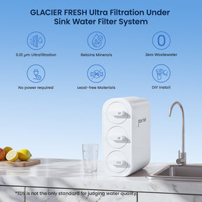 Glacier Fresh U06 Under Sink Ultra Filtration Water Filter System | Remove Sediment, Bacteria,Chlorine, VOCS