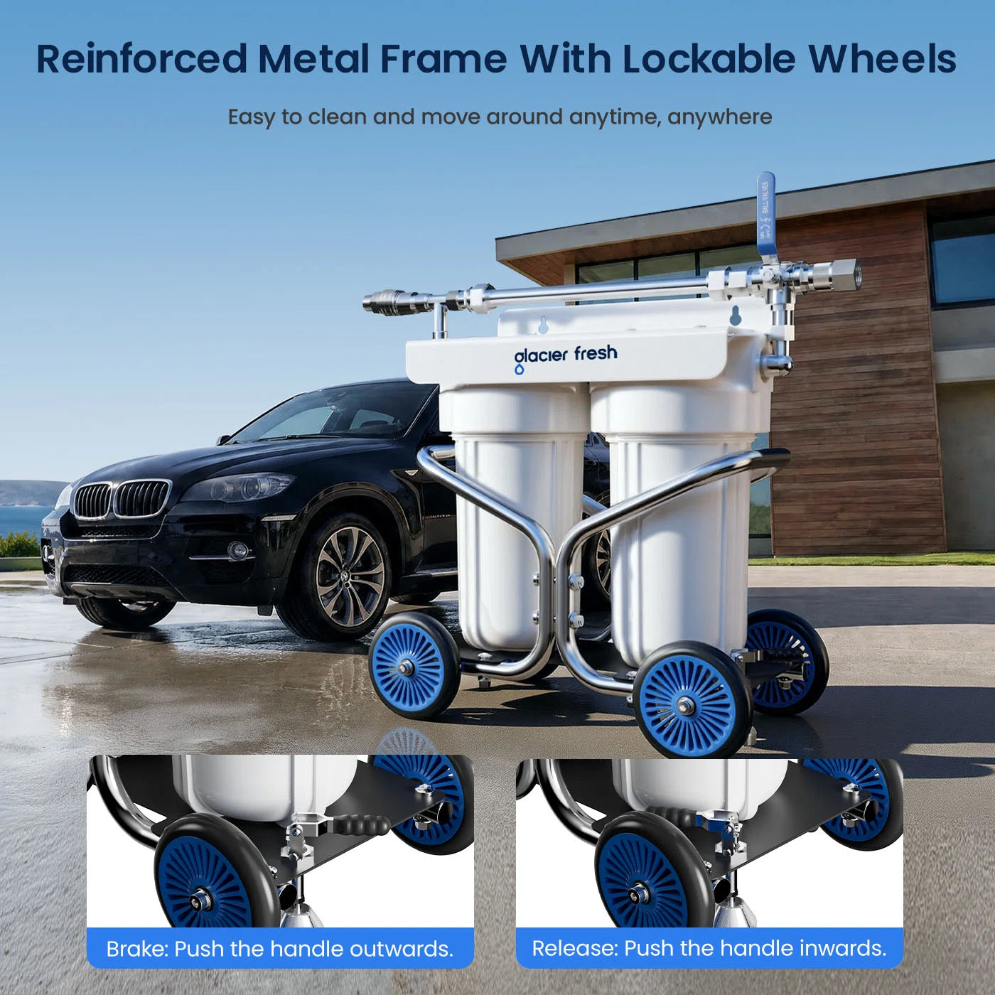 Glacier Fresh portable car wash filter  equipped with anti-skid wheels