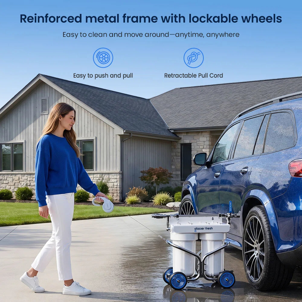 GlacierFresh Spotless Car Wash System with Resin 丨Portable Water Filter for Spot-Free Car, RV, Motorcycle