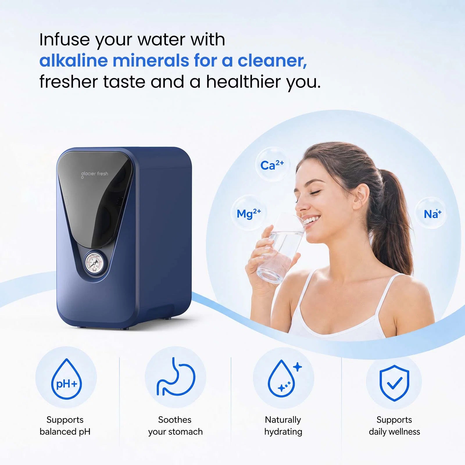GlacierFresh Alkaline Reverse Osmosis System | NSF 58 Certified | 3:1 Pure-to-Drain Ratio
