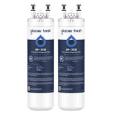 Two Glacier Fresh GF-3CB ice and water refrigerator filters on a white background