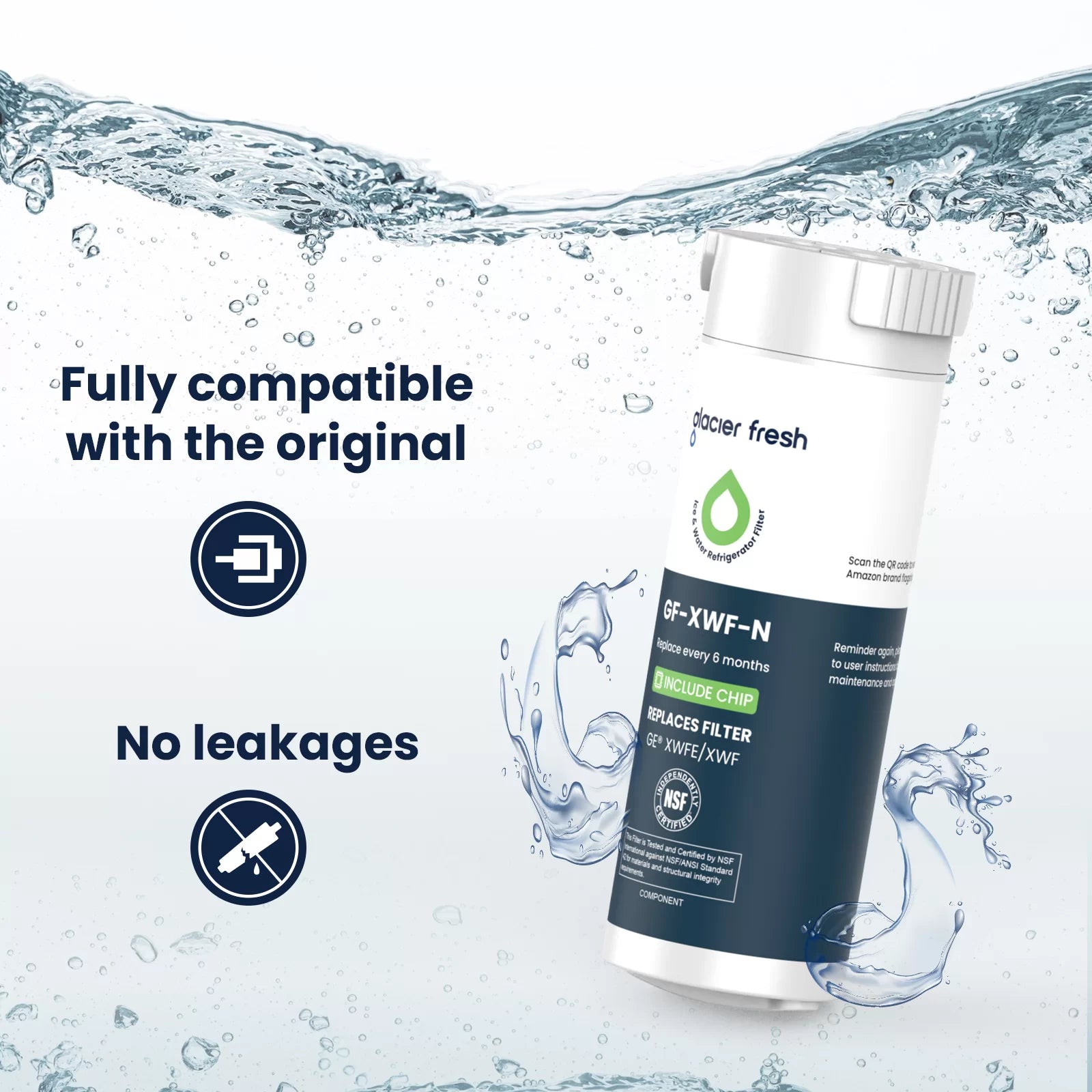 2-Pack GE XWFE Replacement Refrigerator Water Filter – Genuine Compatibility, Carbon/Charcoal, No Chip, US Stock