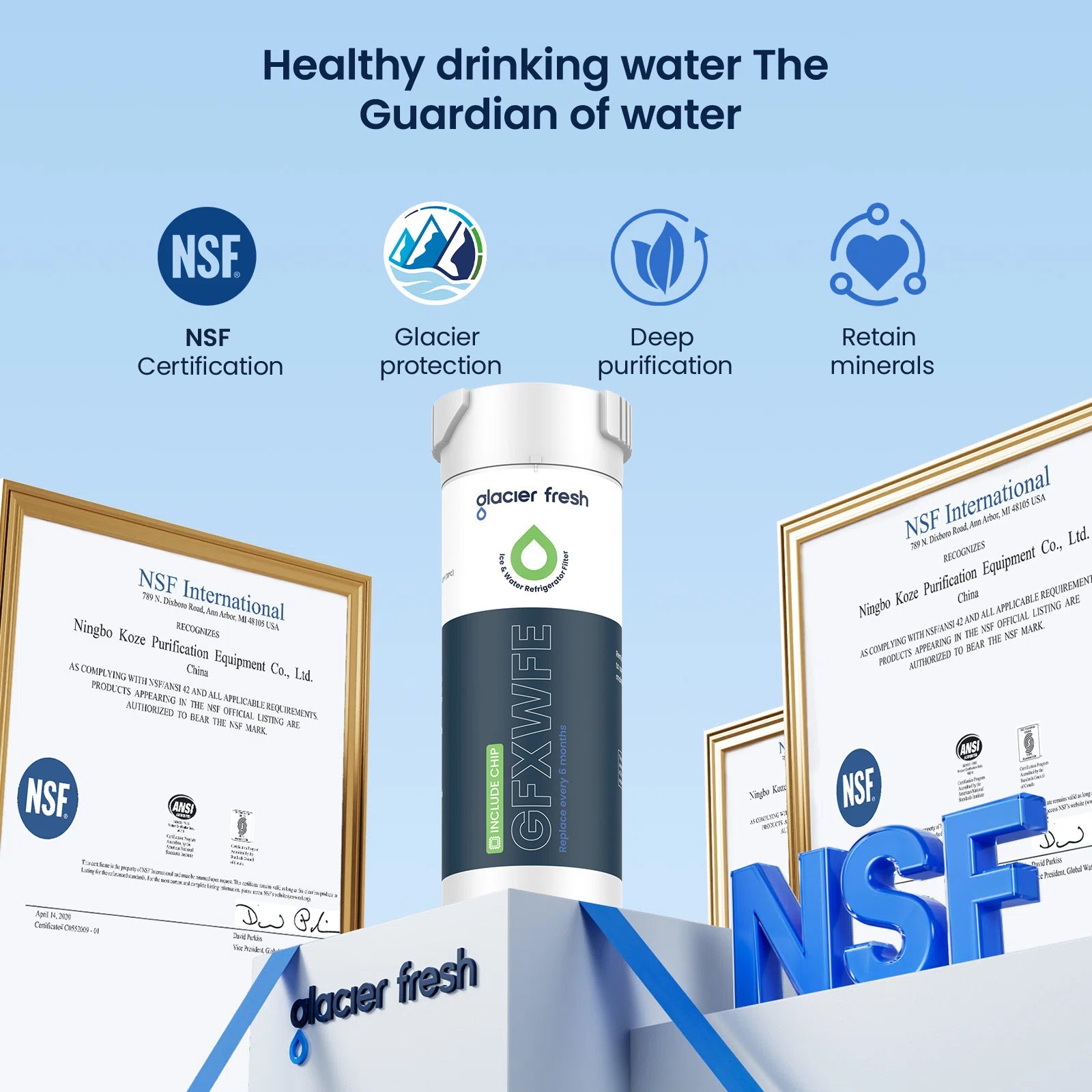 GlacierFresh GFXWFE™ Water Filter - NSF Certified with RFID Chip