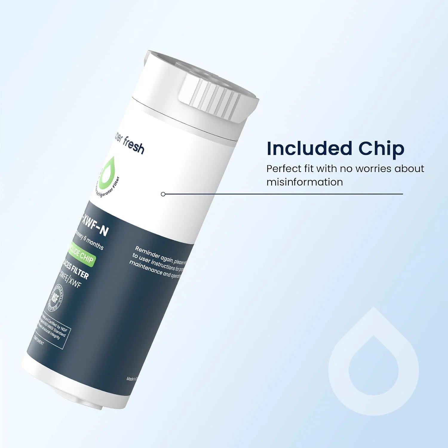 Glacierfresh GF-XWF-N Water Filter Compatible with GE XWFE Water Filter(with RFID chip)