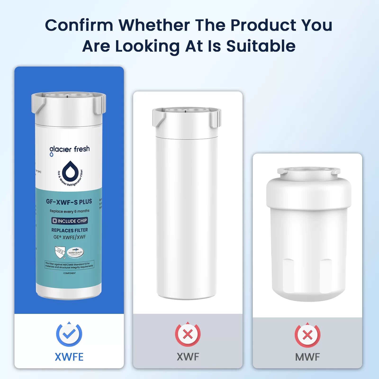 NSF 53 Certified XWFE Water Filter Boost, Compatible with GE Refrigerator(with chip)