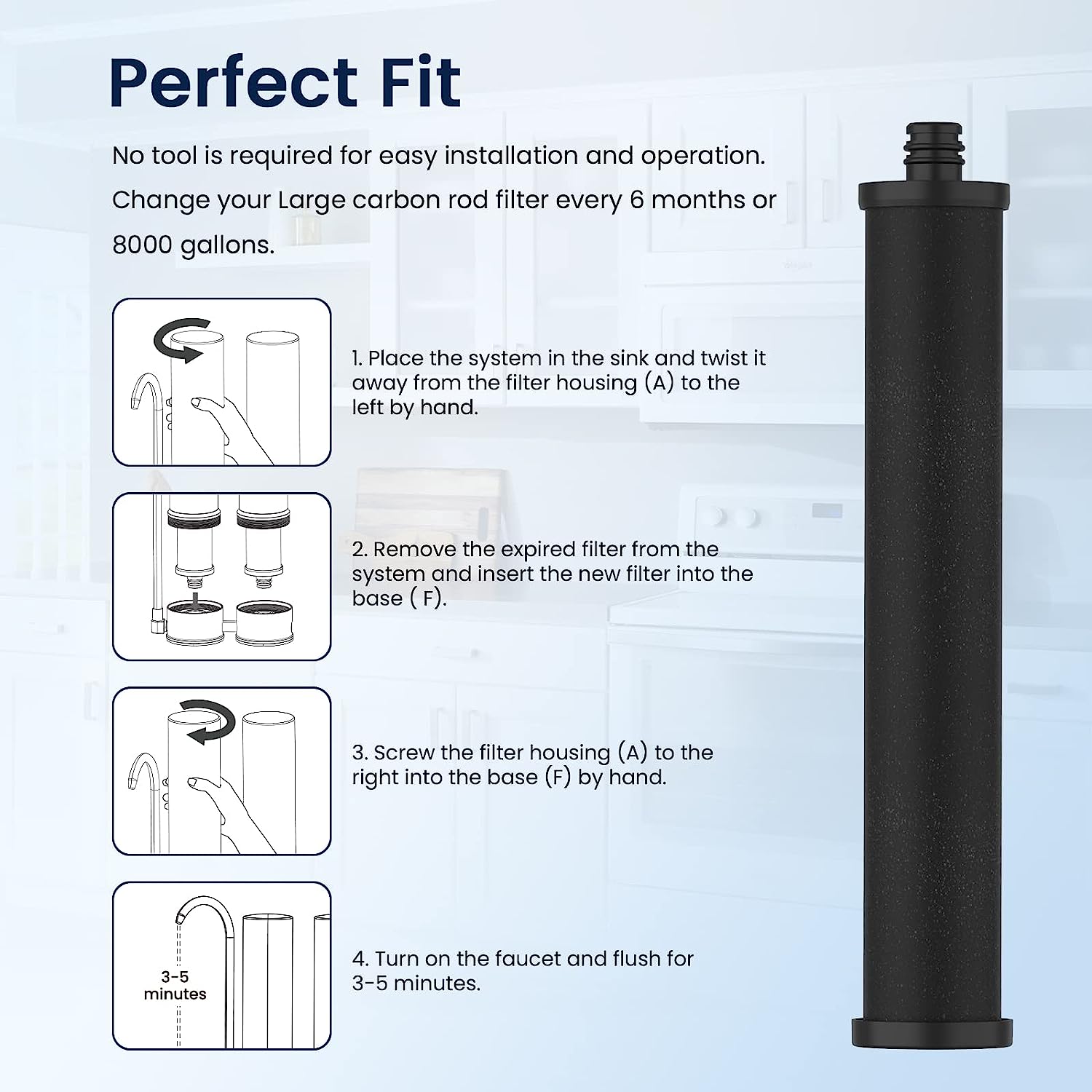 Glacier Fresh Countertop Filter System, Stainless Steel Faucet Water Filter System