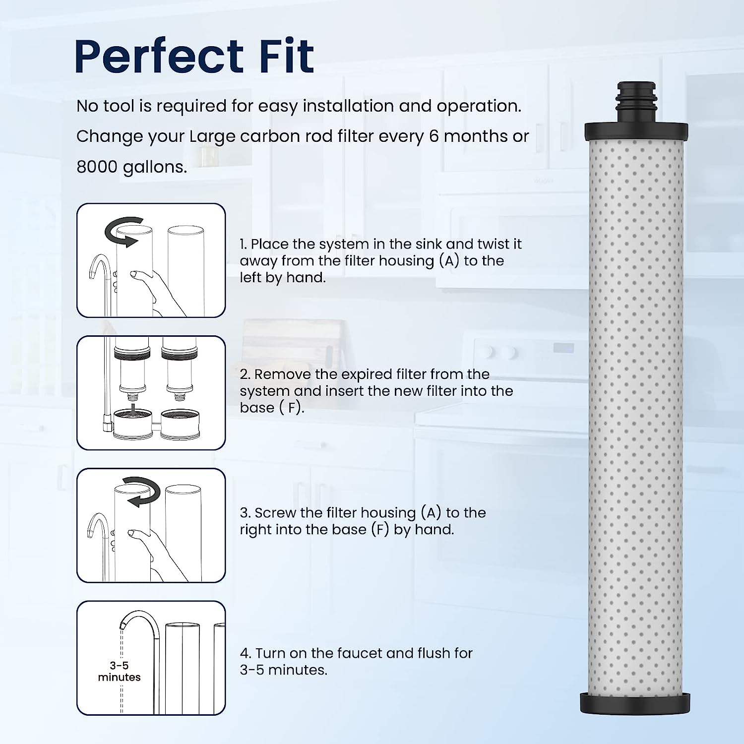 Glacier Fresh Countertop Filter System, Stainless Steel Faucet Water Filter System