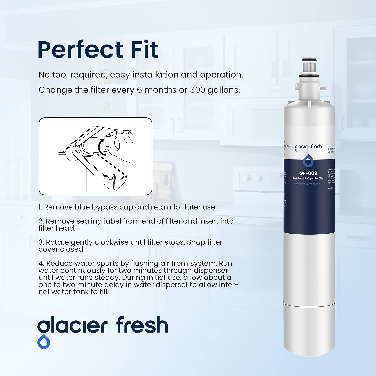 Glacier Fresh Ersatz für Fisher &amp; Paykel 847200, FWC3 Kühlschrank-Wasserfilter