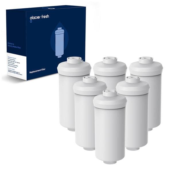 Glacier Fresh Gravity-fed Water Filter System with 9 Filters, 3G Stainless-Steel System, Metal Water Level Spigot, and Stand