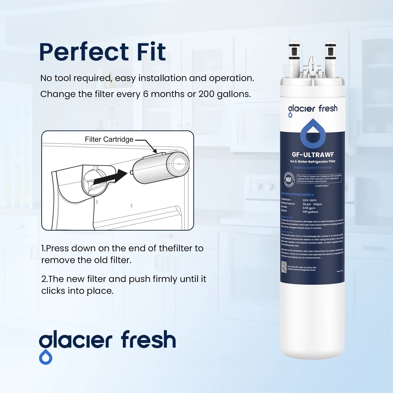 GlacierFresh Replacement for Frigidaire Ultrawf,Pure Source Ultra, Kenmore 9999 Water Filter