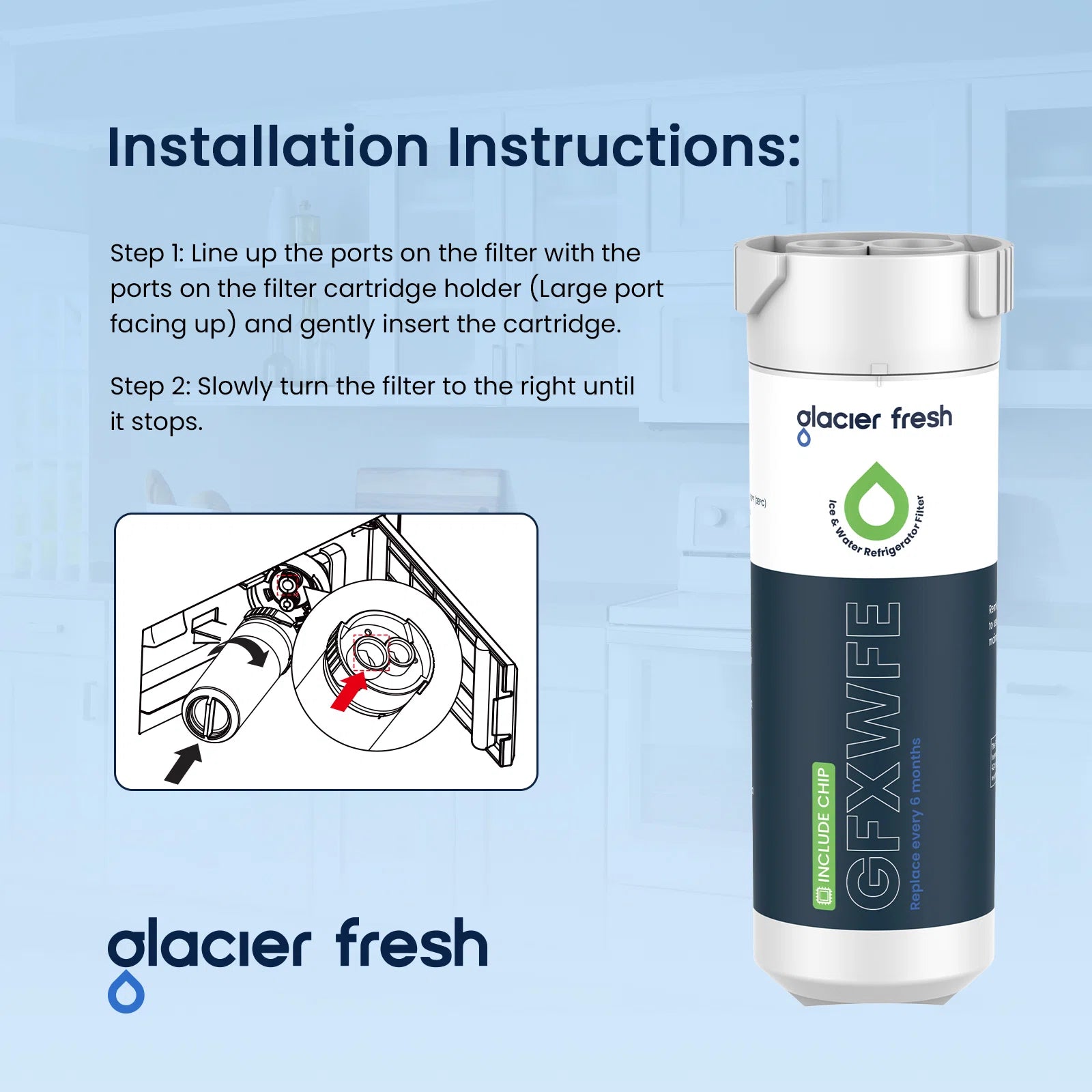 GlacierFresh GFXWFE™ Water Filter - NSF Certified with RFID Chip