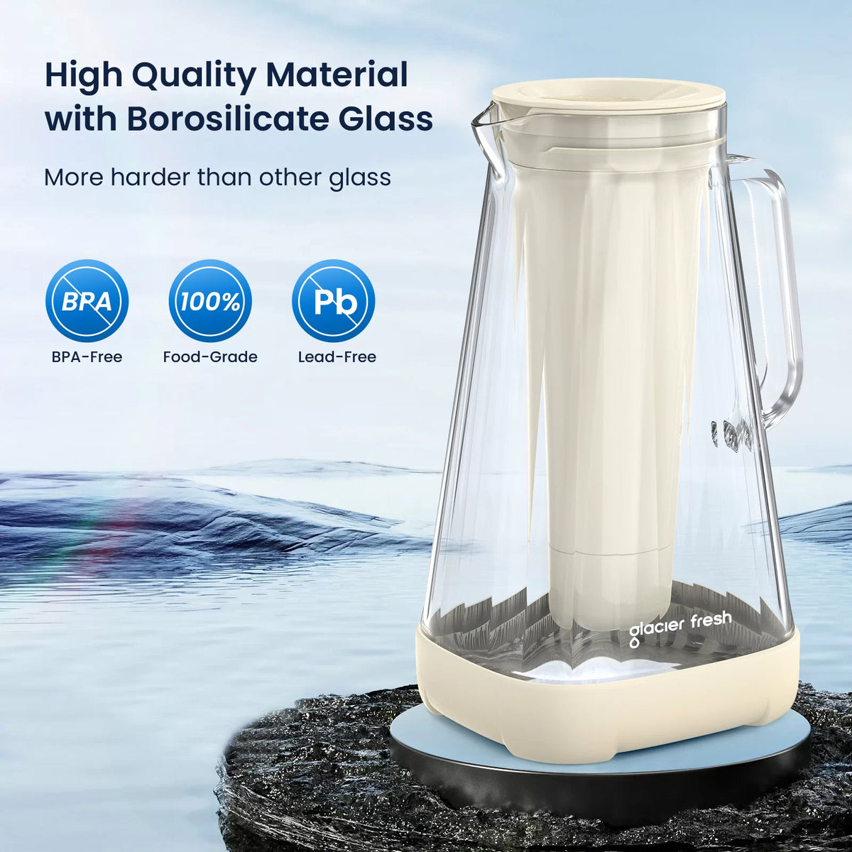 Glacierfresh P04 Glass Water Filter Pitcher 10 Cup