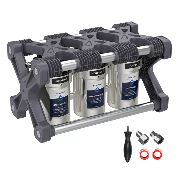 AUQAGO RV Water Filter System, 3 Stage Premium RV Water Filtration System, for RVs, Campers
