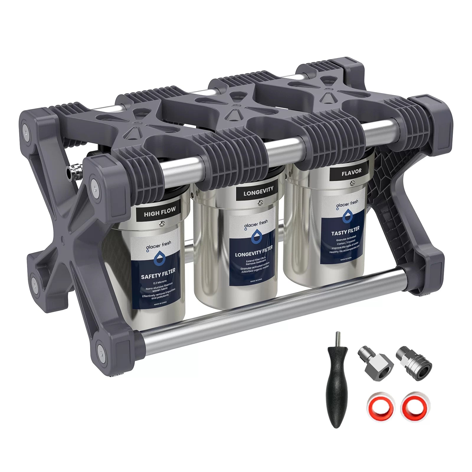 GlacierFresh AUQAGO 3-Stage RV Water Filter System - Premium Filtration for RVs & Campers