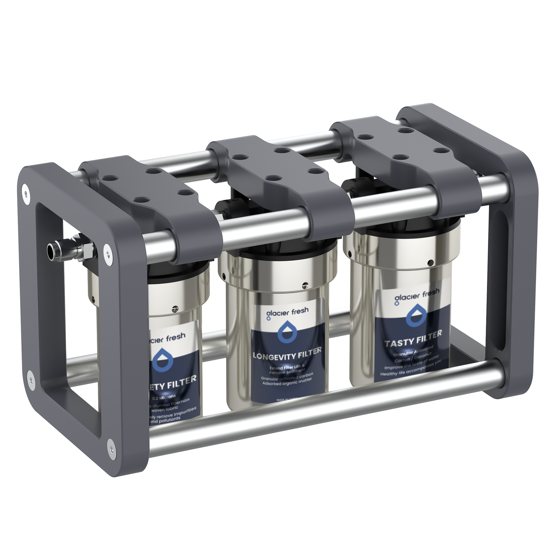 RV Water Filter System, 3 Stage Premium RV Water Filtration System, for RVs, Campers Made by Glacier Fresh