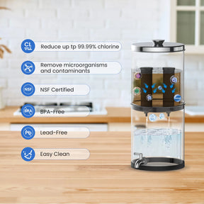 2.25G Gravity-fed Water Filter System, Stainless-Steel System with 2 Filters