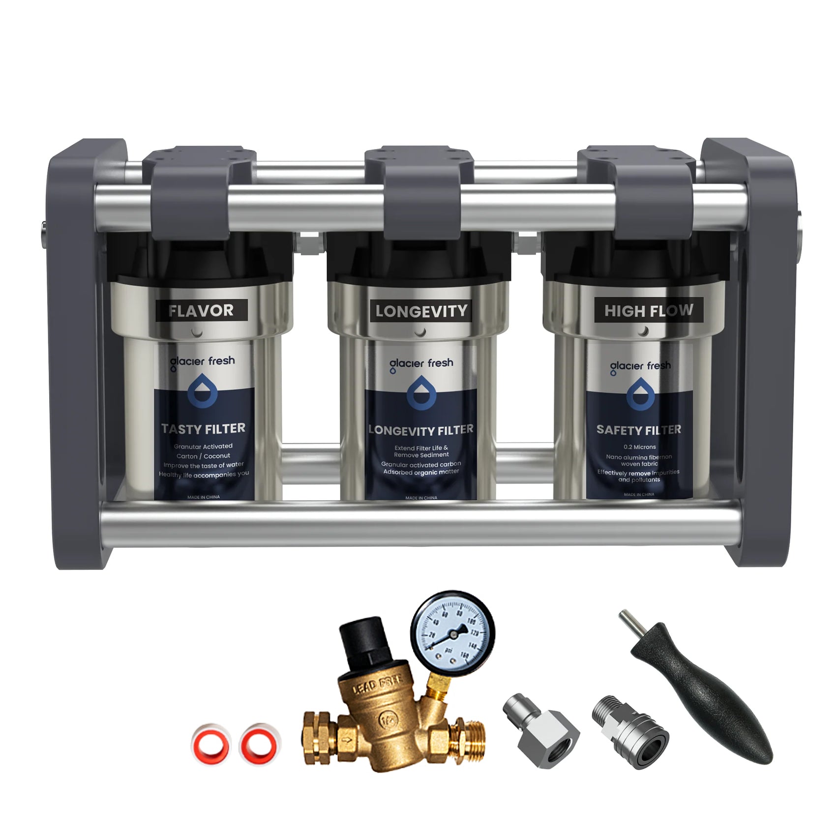 Glacier Fresh RV Water Filter System Trusted 3Stage Filtration