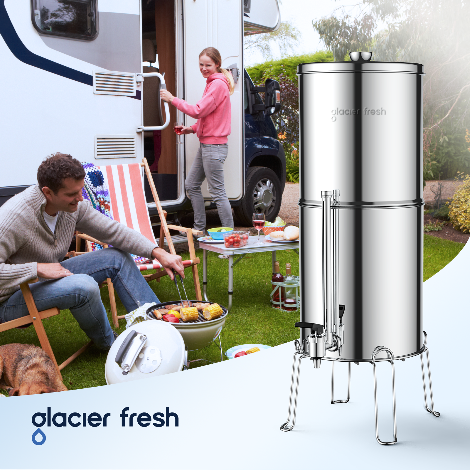 Glacier Fresh Water Filter: Stainless-Steel, 6 Filters, Metal Spigot