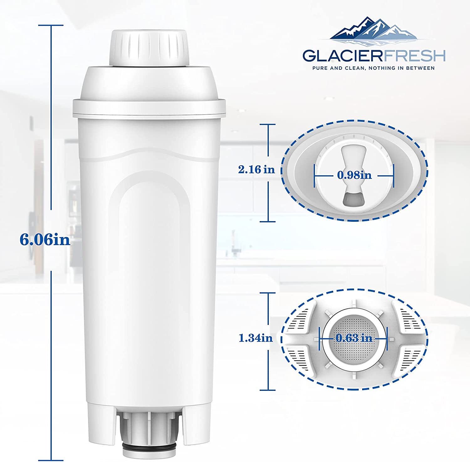 GLACIER FRESH Kaffeefilter Wasserfilter kompatibel mit DeLonghi DLSC002, 4-Pack